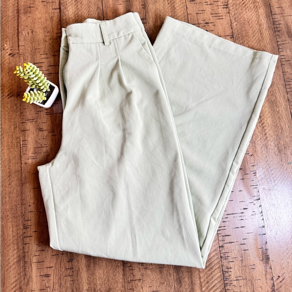 Princess Polly Sophisticated Green Wide Leg Pants with Tailored Fit - Picture 4 of 15
